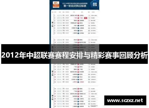 2012年中超联赛赛程安排与精彩赛事回顾分析