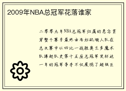 2009年NBA总冠军花落谁家